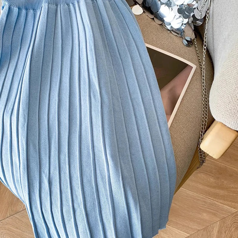 Pleated Spaghetti Strap Knit Dress