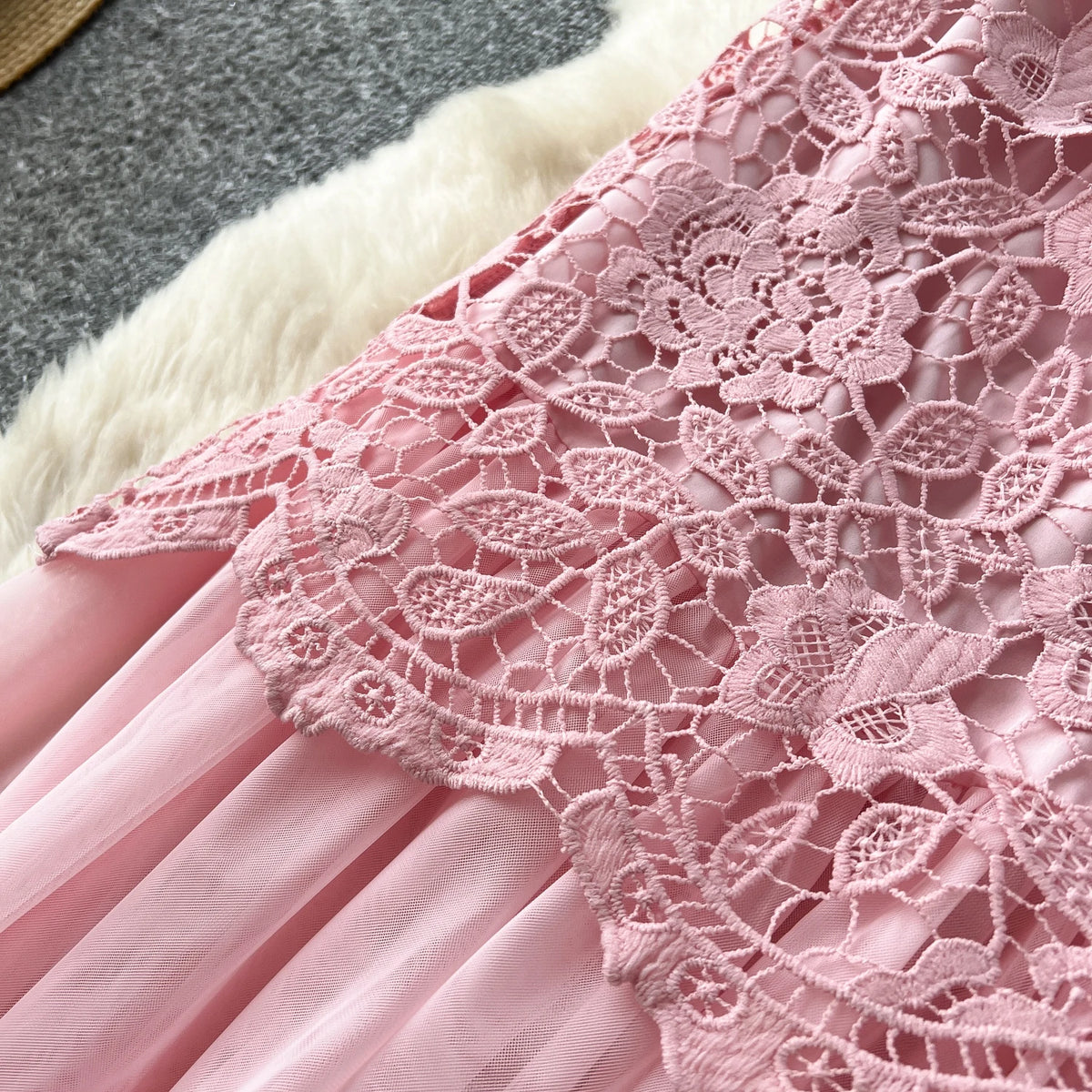 Embroidered Mesh Lace Summer Dress