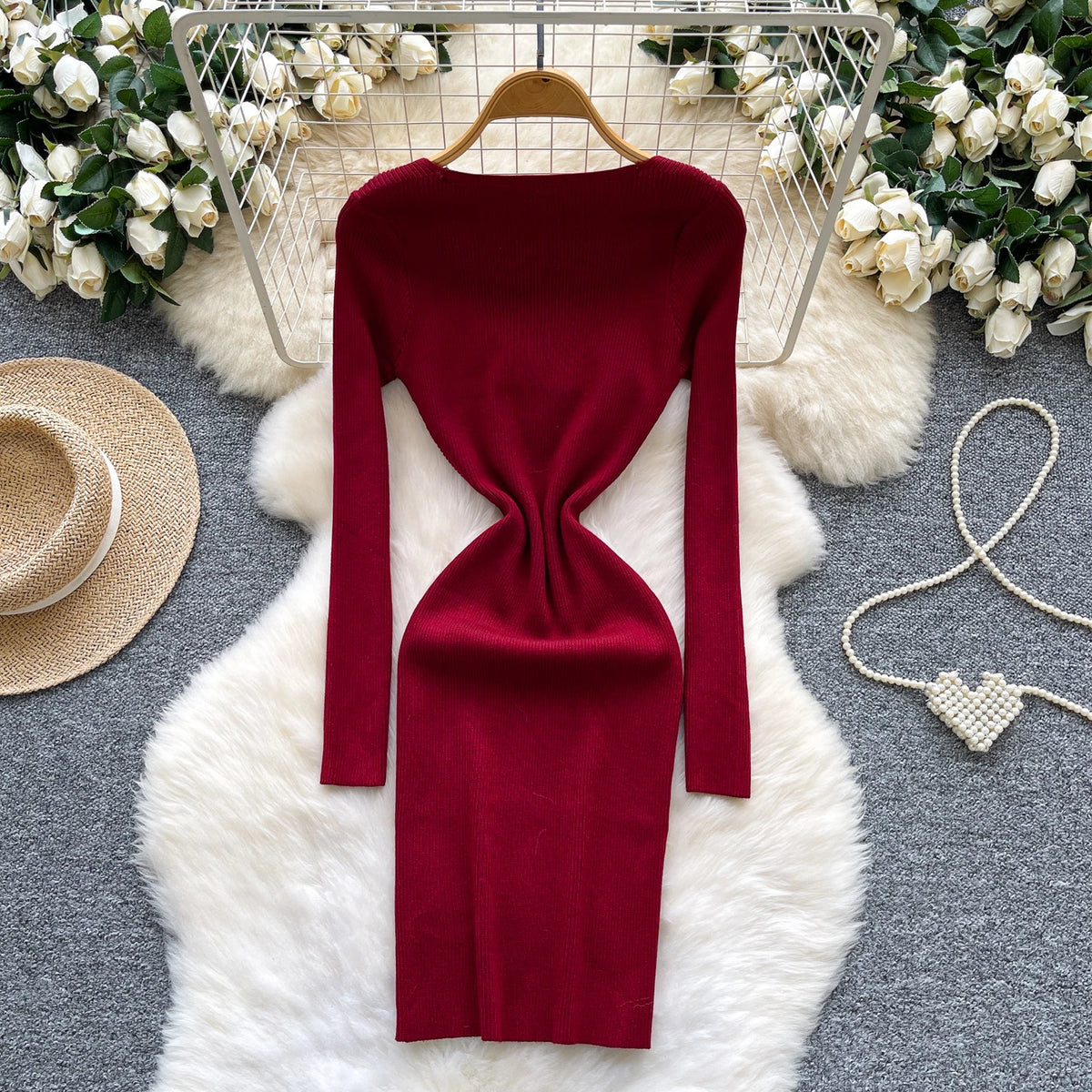 Long Sleeve Bodycon Pencil Dress