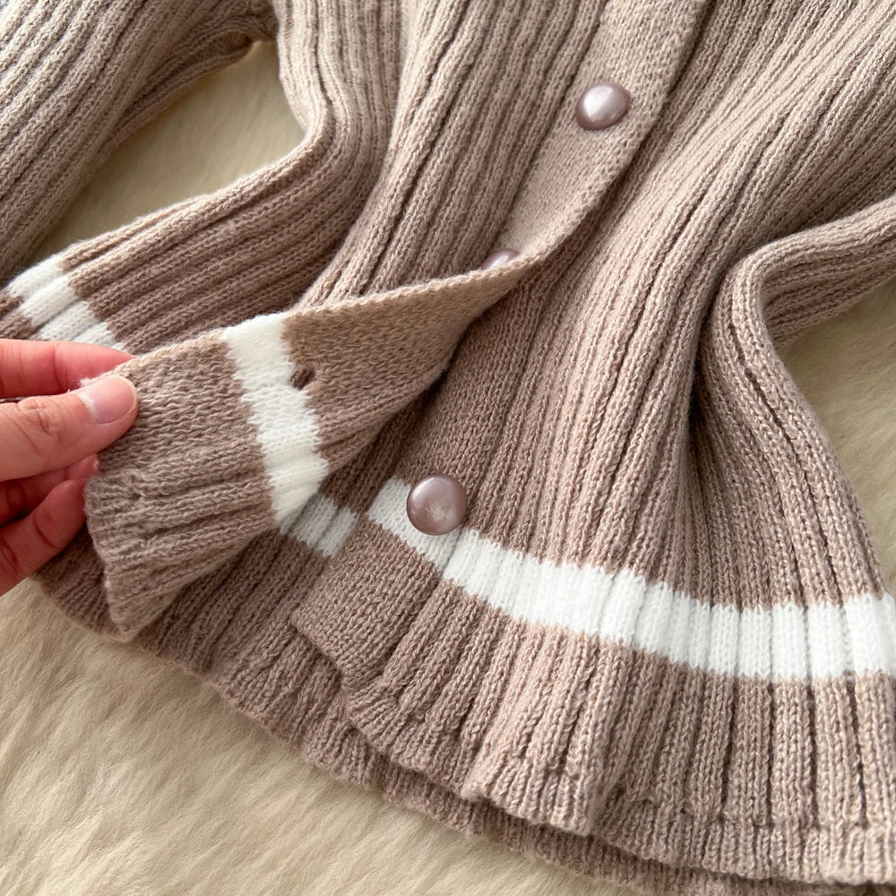 Collared Knit Dress Two-Piece Set