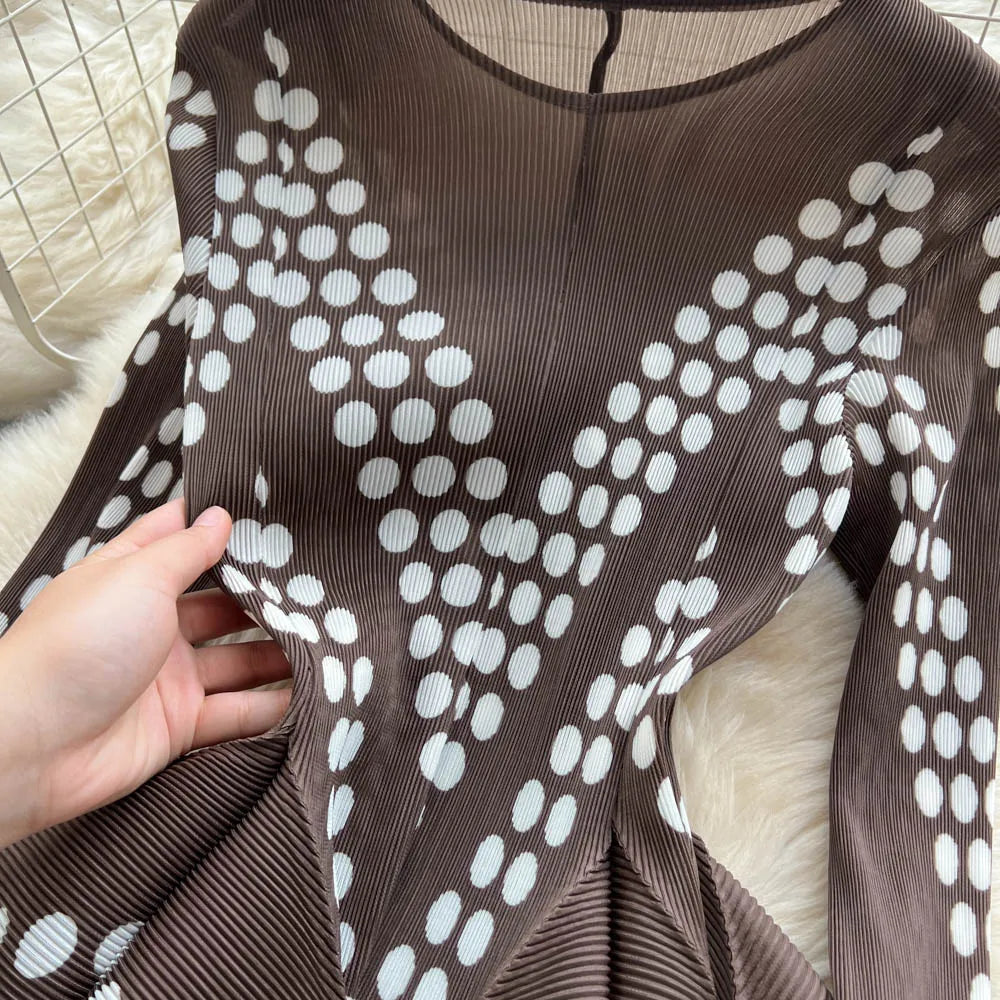 Asymmetric Print High Waist Dress