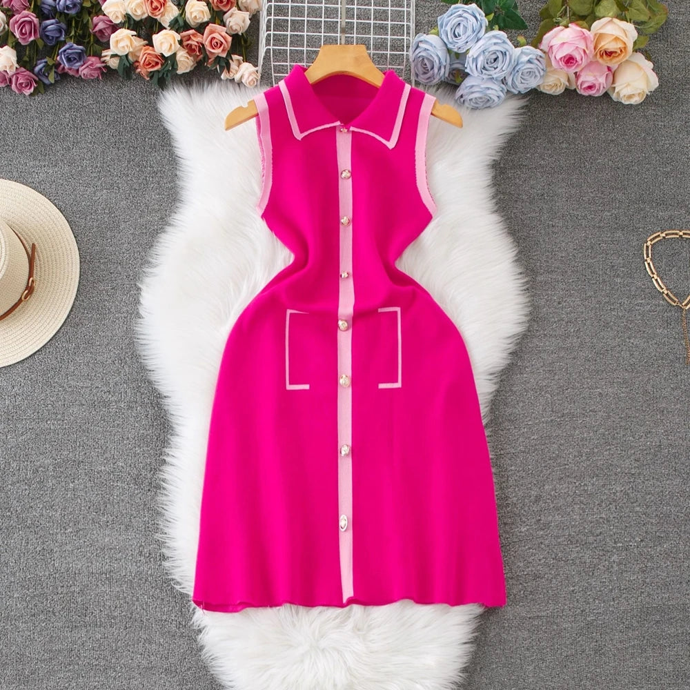 Sleeveless Collared A-Line Mini Shirt Dress
