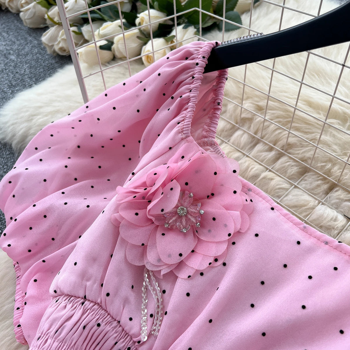 Polka Dot Floral Short Sleeve Dress